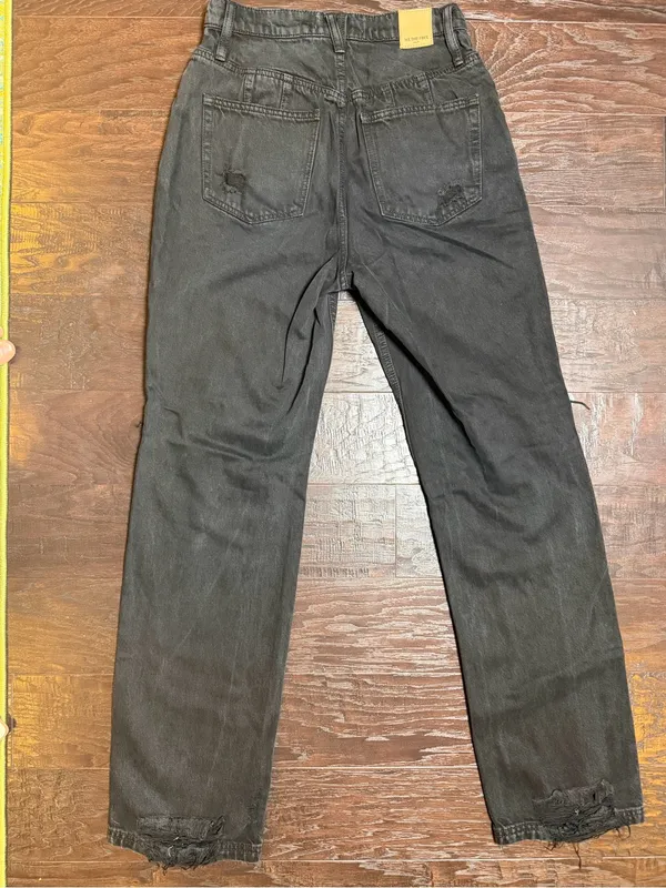 We The Free CRVY High Rise Distressed Straight Leg Jeans Wash Black 28 - Image 4