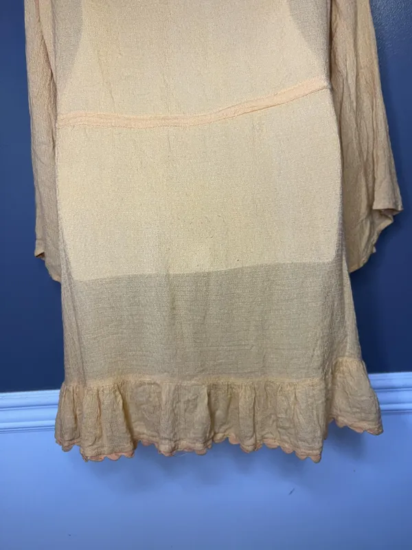 Blue Island Dress Womens Medium Orange Wrap Ruffle Hem Bell Sleeve Boho Sundress - Image 9