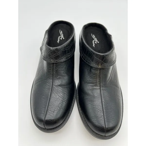 EASY‎ STREET Comfort Wave Mules Women 8.5 M Black Croc Trim Slip On Clogs 4047 - Image 2
