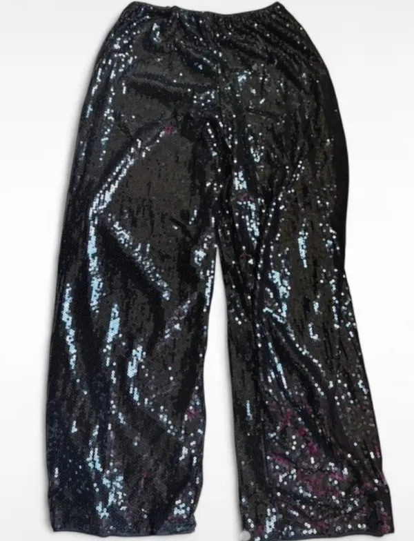 Black sequin wide leg pants - Image 3