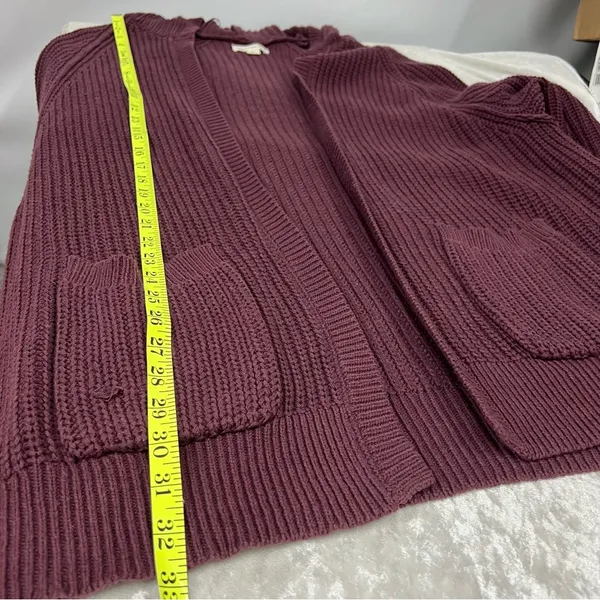 Aeropostale Burgundy knit hooded open cardigan xl sweater w/pockets - Image 3