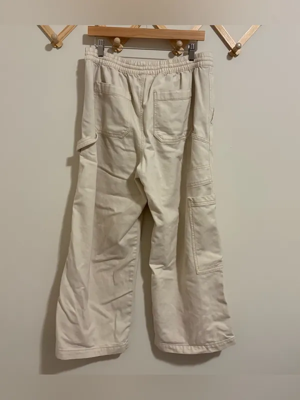 Aerie Cream Wide Leg Soft Cargo Pant size Large Short - Image 6