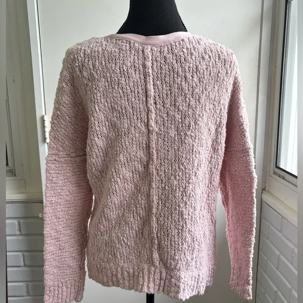 Free People Oversized Songbird‎ V Neck Sweater small chunky holiday workwear - Image 6