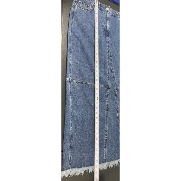 Lauren Jeans Co Ralph Lauren Denim Midi Skirt 10 Blue Frayed Hem Y2K Western - Image 8