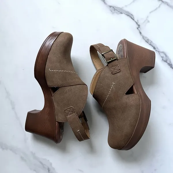 Børn Cecila Platform Slingback Clogs Brown Size 10 Boho chic Retro Chunky Heel - Image 5