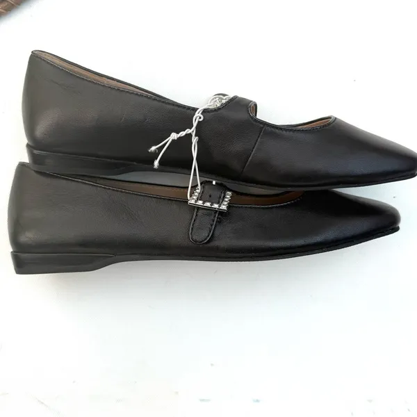Silent D Womens Shoes Black Leather Mary Janes Bling Buckle Size 38 7/7.5 - Image 3