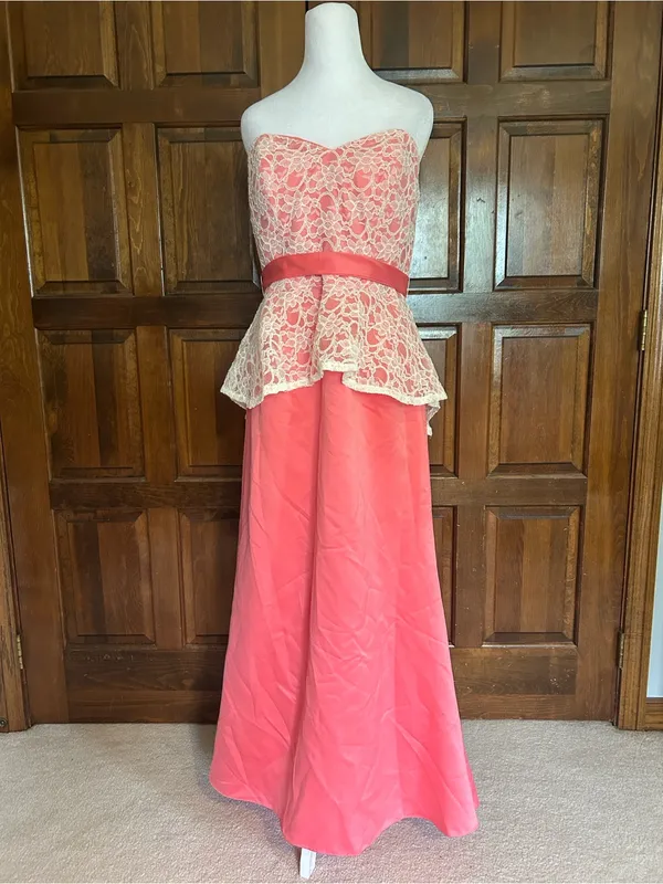 Mori Lee By Madeline‎ Gardner Bridesmaid Dress Prom Gown Pink w/ Shawl 14 - Image 4