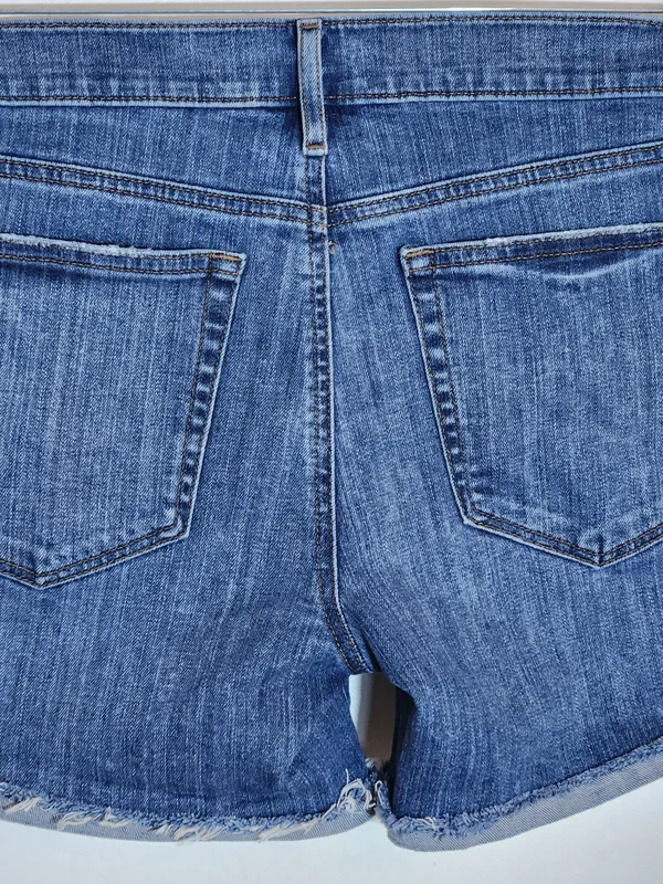 Loft Medium Wash Distressed Cuffed Denim Shorts Size 28 - Image 4