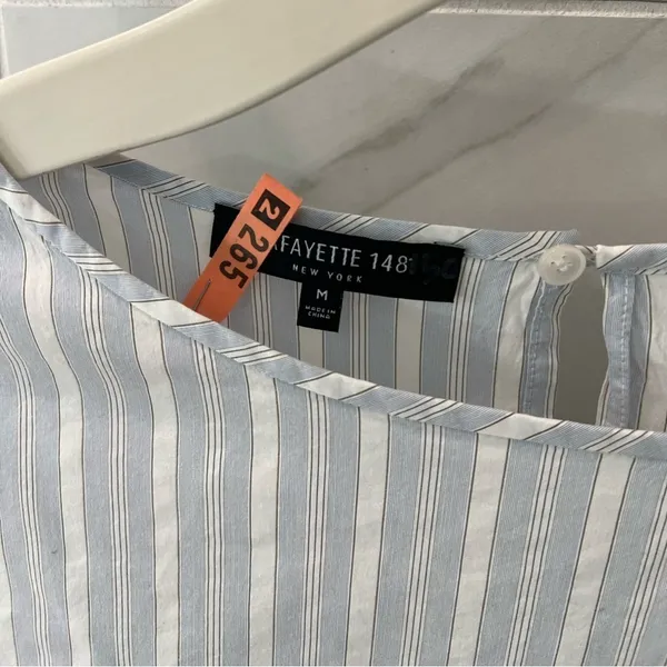 Lafayette 148 Elaina Striped Tie Blouse top - Image 4