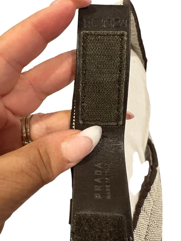 PRADA WOVEN CHOCOLATE BROWN TAN Vintage BELT Leather Trim - Image 6