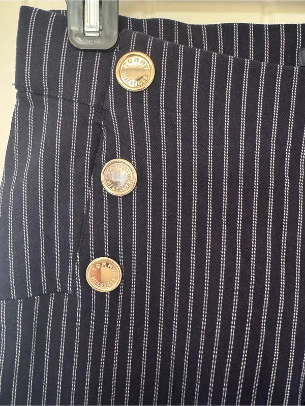 Tommy Hilfiger Navy‎ Pinstripe Sailor Pants Gold Buttons Size M - Image 5