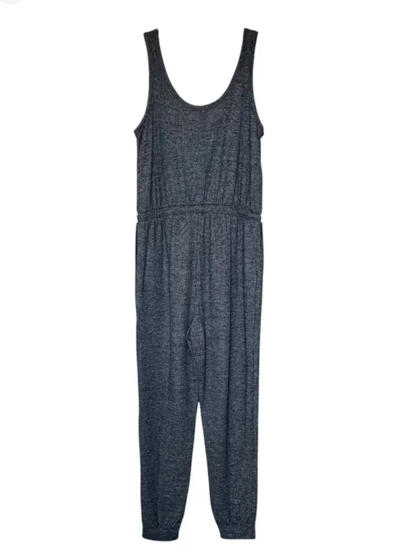 Free People Beach Bicoastal Gray Sleeveless Drawstring Jumpsuit W2528 Sz M - Image 3