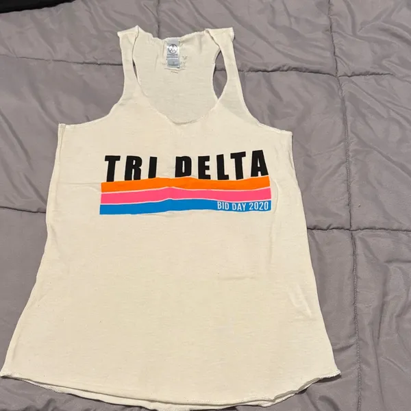 Alternative Cream Tri Delta 2020 Bod Day Sorority Tank Top (S) - Image 2