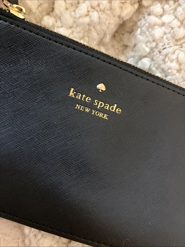 kate spade Black Saffiano Leather Wristlet with Gold Logo - Image 2