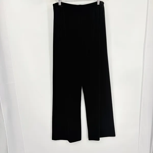 Alex Evenings Velvet Wide Leg Pull On Pants Sz M Black Holiday Quiet Luxury 90s - Image 6
