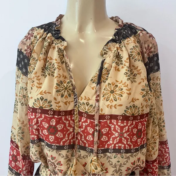 Sky To Moon Chiffon Mini Dress Sz S Long Sleeves Blouson Fit Flare - Image 2