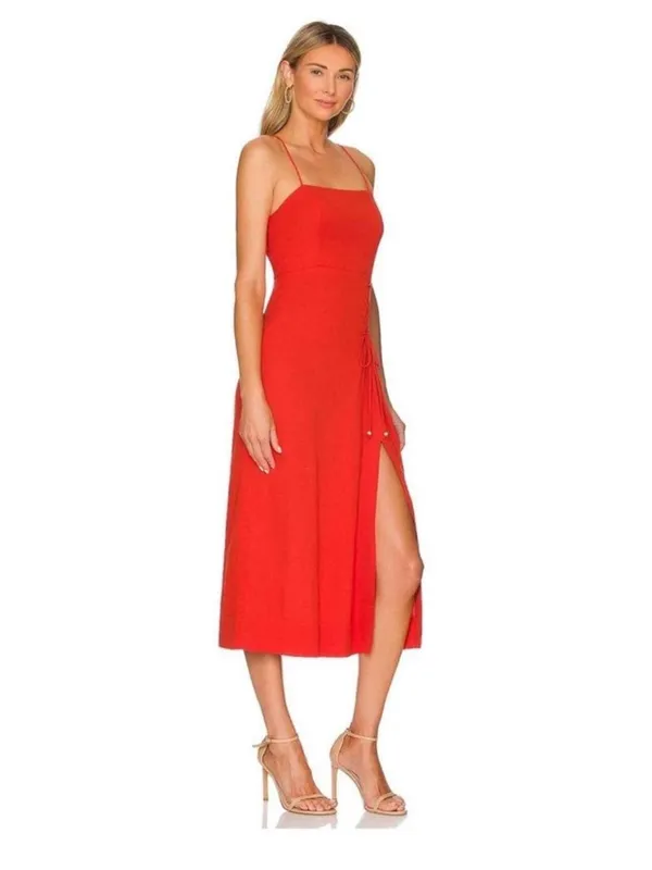 Free People Francesca Midi Dress in Bright Red - Image 2