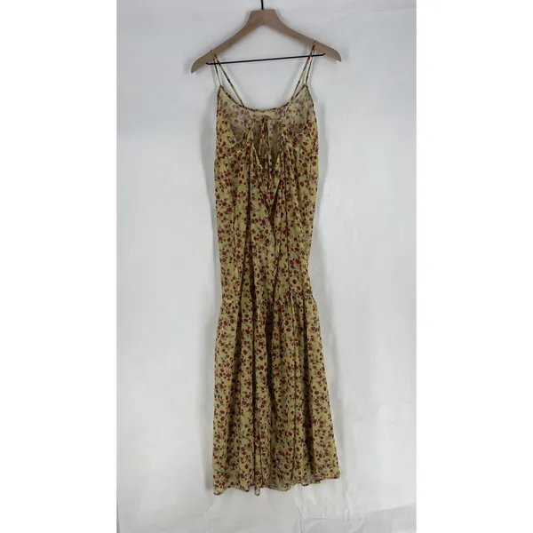 Beach Riot Malia Maxi Dress Womens Large Yellow Floral Back Tie Spaghetti‎ Strap - Image 7