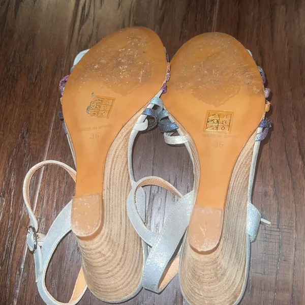 Free People Golden Hour Silver Wedge Sandals 36 / 6 - Image 4