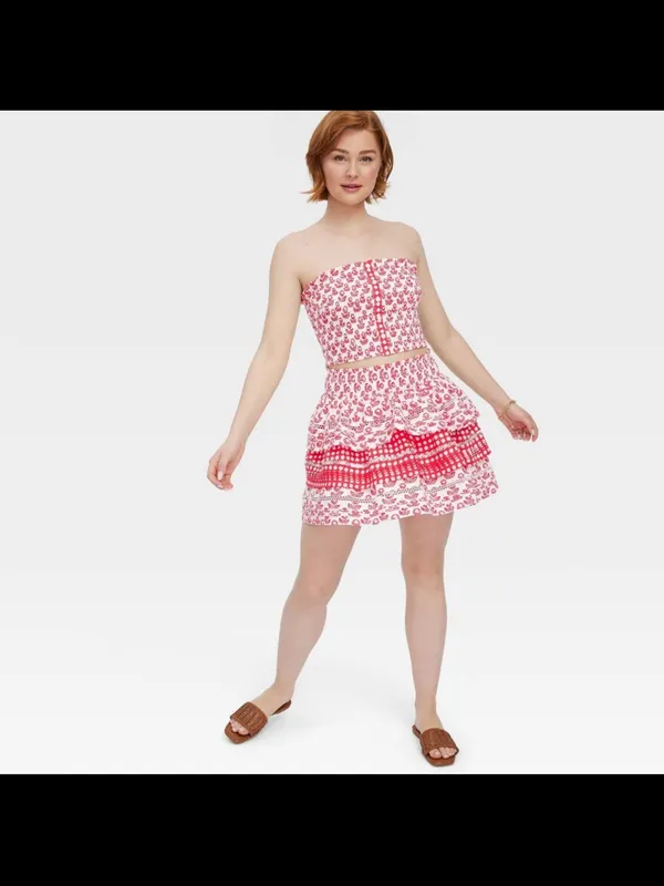 Roller Rabbit x Target Women's Floral Smocked Peplum Tank Top and skirt - Image 2