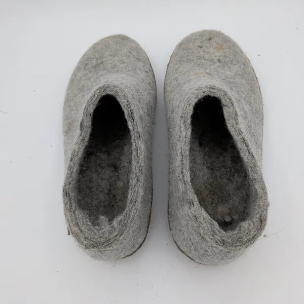 Glerups Grey Felted Wool Slipper Shoes Leather Sole Womens 7 EU 37 Danish Design - Image 6