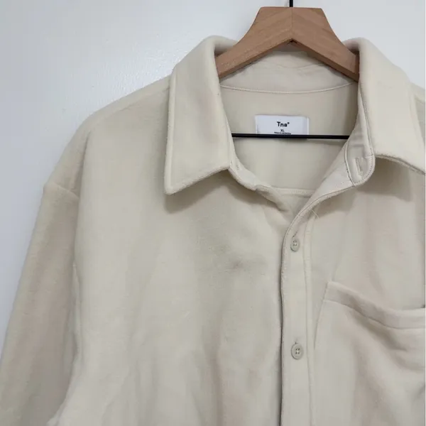 TNA‎ | Women's Oversized Fleece Button Up Polar Shirt Jacket, Whisper White, XL - Image 6