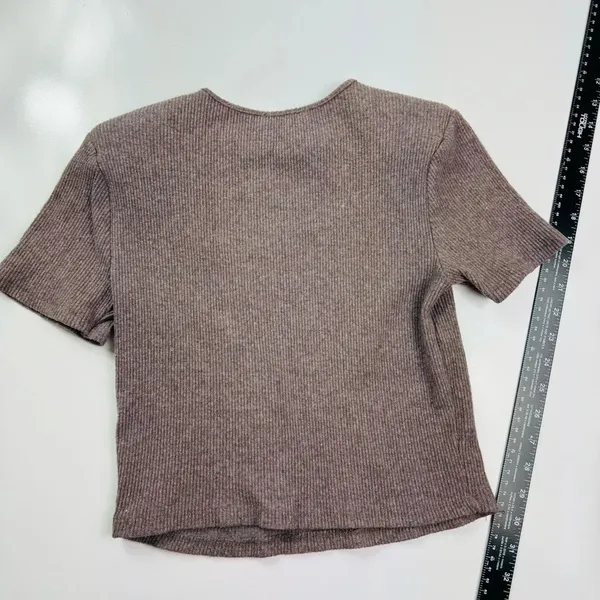 Zara‎ Brown Knit Shoulder Pads Top Size Large - Image 7
