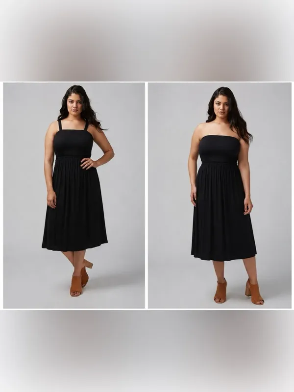 NWT Lane Bryant Black Convertible Strapless Midi Dress Plus Size 14/16 1X - Image 2