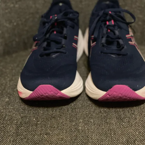 Asics Women's Navy and Pink Athletic Shoes - Image 6