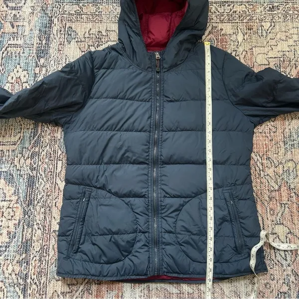 Fat Face Lightweight Puffer Coat Down Jacket Navy Burgundy Size Medium - Image 6