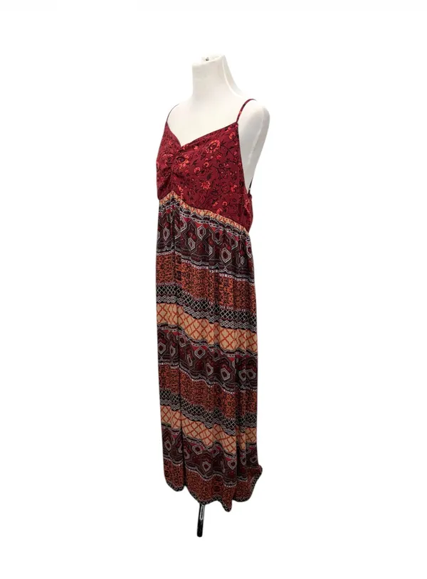 Forever 21 Boho Cami Maxi Dress Floral Geometric Rust Burgundy Plus Size 2X - Image 2