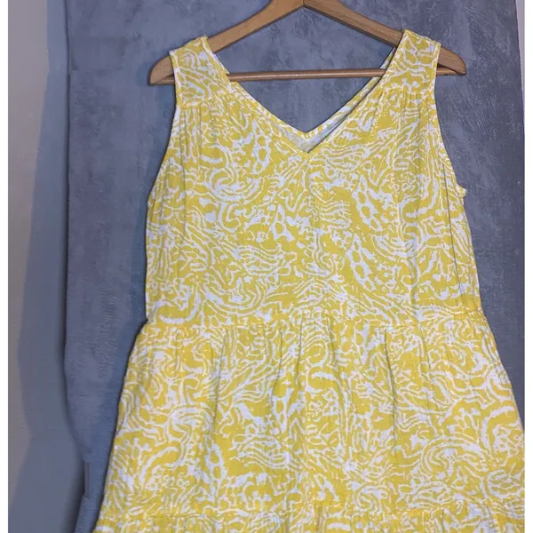 Sonoma Goods for Life Women's Yellow Tiered V-Neck Midi Dress Large‎ Coastal - Image 6