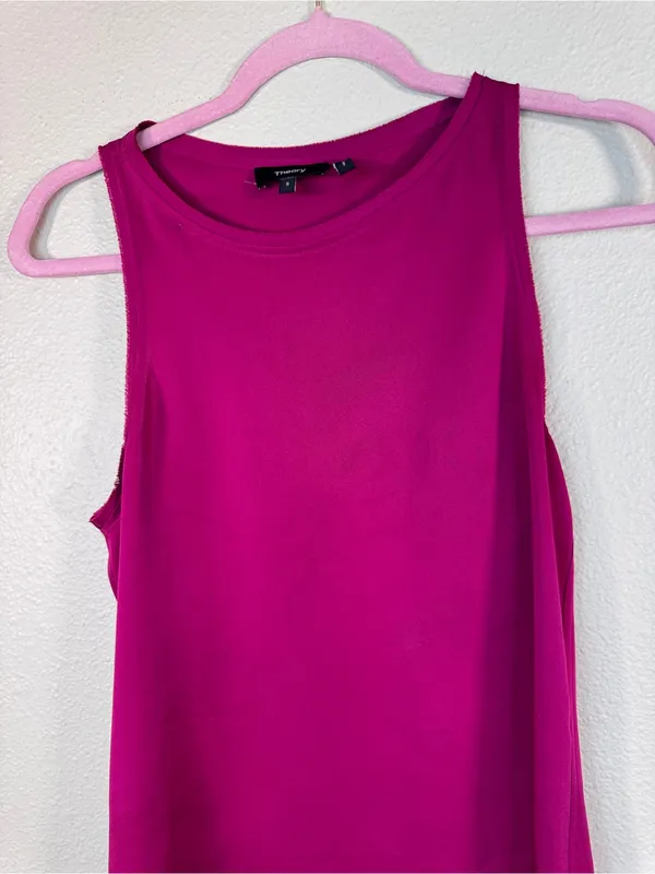 Theory Magenta Pink Silk Sleeveless Blouse Womens S Classic Corpcore Fall Top - Image 6