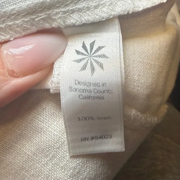Athleta Womens White‎ 100% Linen Drawstring Crop Pants Large 54023 - Image 2