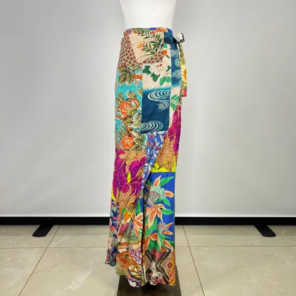 NWOT Johnny Was Soft Side Wrap Pants Womens Size L Multicolored Tropical Pull on - Image 3