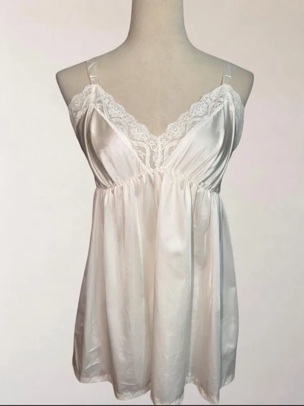 jcpenney Cream Satin Lace-Trim Chemise - Image 2
