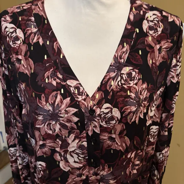 Garnet Hill Dress Women 12 Black Moody Floral Pockets Knee Length‎ Boho Artsy - Image 5