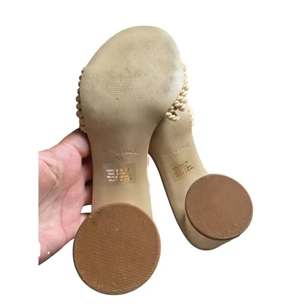 Steve Madden Jolina Block‎ Heel Cream Slip On Open Toe Sandals Size 8 - Image 6
