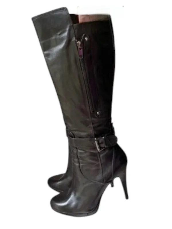 Nine West Black Knee-High Stiletto Boots - Image 5