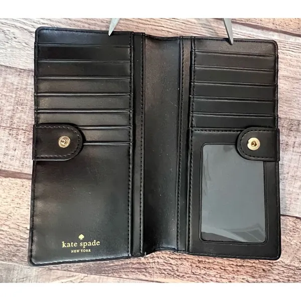 Kate Spade Grant Lane Bright Jewel Stacy Saffiano Leather Wallet‎ Black Multi - Image 4