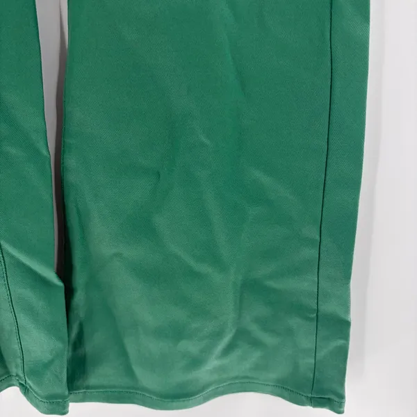 Edikted Luna st patricks Faux Leather College Green Flared Pants Size 24 - Image 6