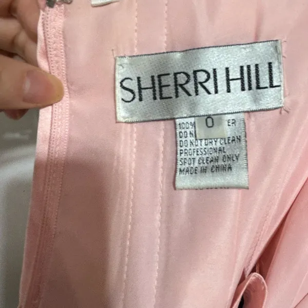 Sherri Hill Pink, Navy Empire Waist Strapless Mermaid Full Length Formal Gown 0 - Image 10
