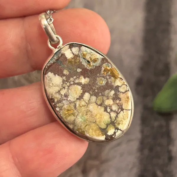 Handmade Handcrafted oval genuine wild horse turquoise pendant on chain necklace - Image 8