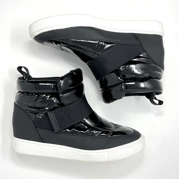 JF Sinead Patent Nylon Black Arctic Lite Strap Puffy Boot High Top Sneaker 10 - Image 5