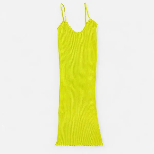 Urban Outfitters Lime Green Knit Sweater Bodycon Midi Dress w/ Spaghetti Straps - Image 2