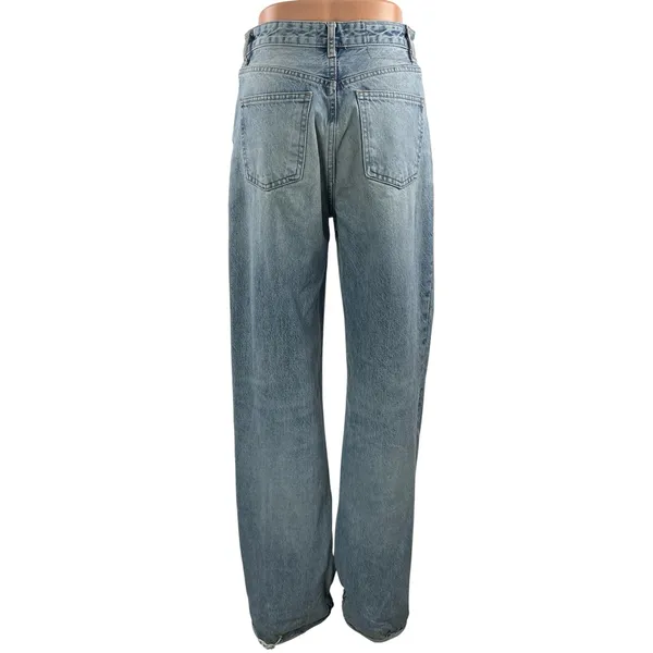 Zara Women's Blue High Rise Relaxed Straight Wide Leg Denim Jeans Pants Size 4 - Image 3