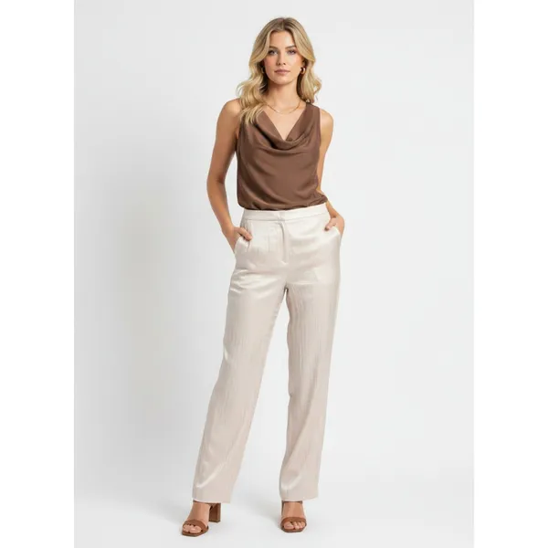H&M Tan Shiny Metallic Trouser Pants 4 NEW - Image 7