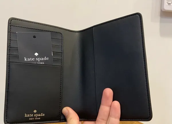 Kate Spade Black Leather Passport Cover Wallet - Image 2