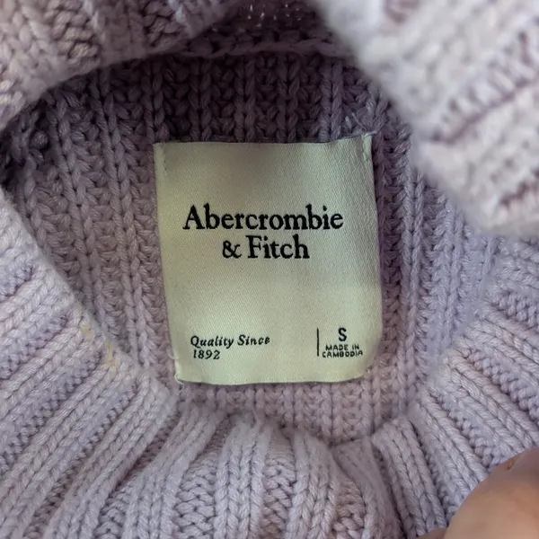 Abercrombie & Fitch Lavender Purple Mock Neck‎ Ribbed Chunky Knit Sweater Small - Image 4