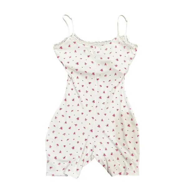 SKIMS White Soft Lounge Lace Romper Neon Orchid Rose Floral – Sold Out – Size M - Image 3